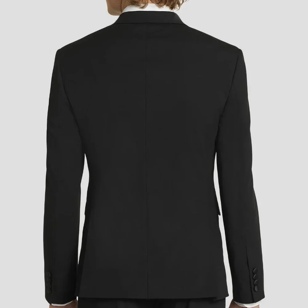 NEW Egara Skinny Fit Satin Peak Lapel Black Tuxedo Jacket 40 REGULAR 40R - Picture 4 of 8